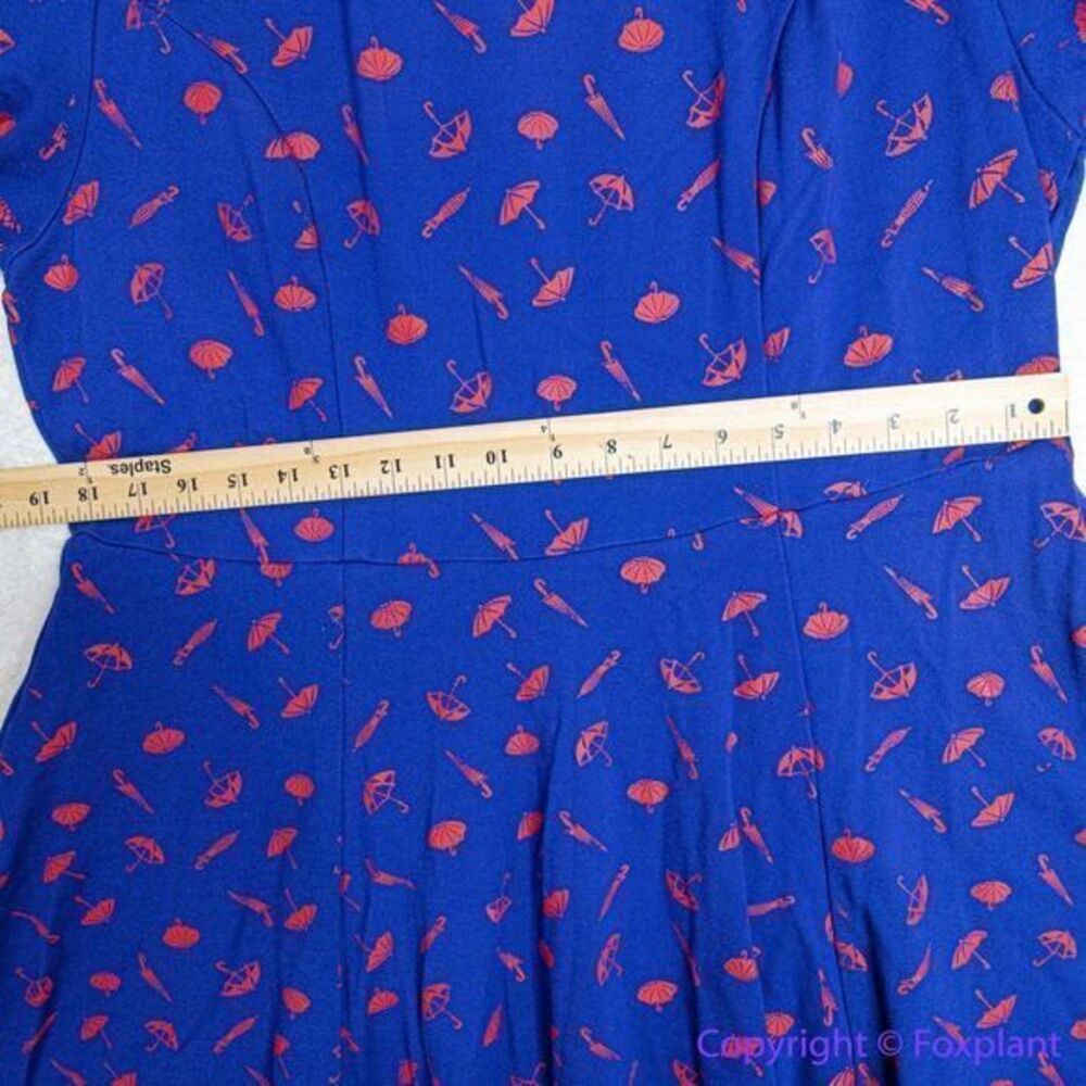 Unique Vintage GB Umbrella Print Navy Dress, plus‎ size 1X - Picture 7 of 16